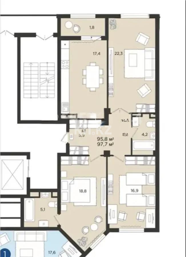 Продажа 3-комнатной квартиры, 100 м², ул. Егизбаева, дом  7/21 в Алматы - фото 6