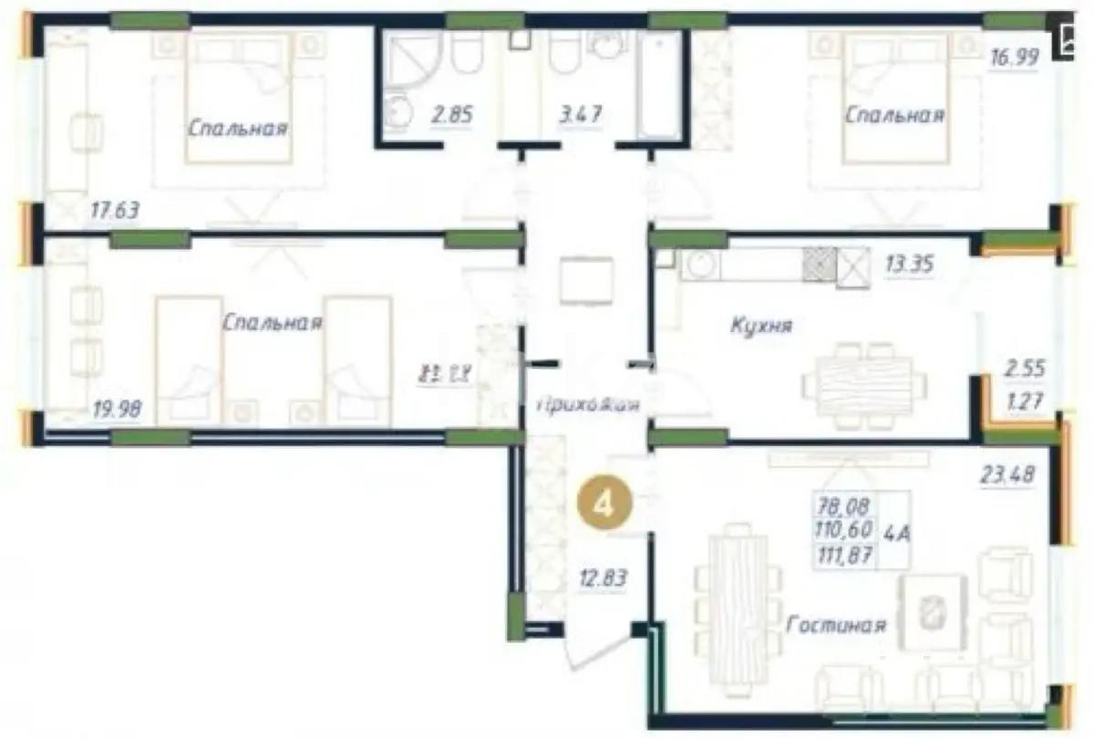 Продажа 4-комнатной квартиры, 113 м² в Астане - фото 6