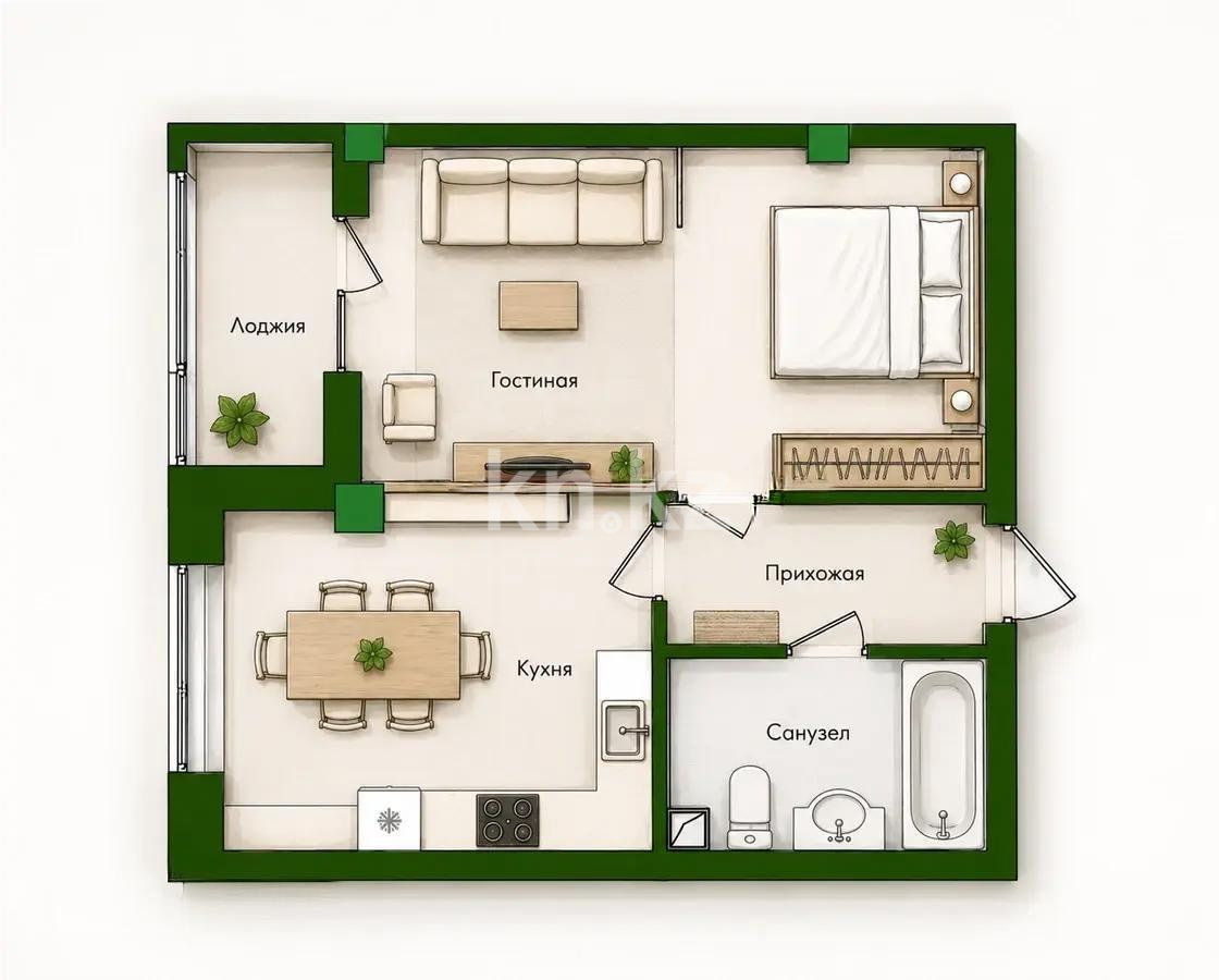 Продажа 1-комнатной квартиры, 44.1 м² в Астане