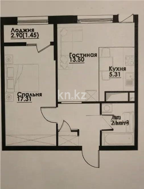 Продажа 2-комнатной квартиры, 48 м² - Недвижимость в Алматы фото 1 из 1