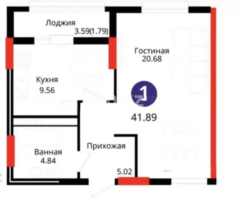 Продажа 1-комнатной квартиры, 41.89 м² - Продажа квартир в новостройках Астаны - страница 38 фото 1 из 1