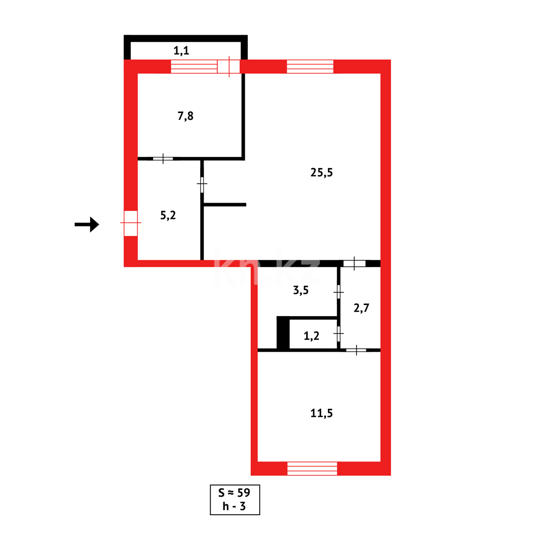 Продажа 3-комнатной квартиры, 62 м² - Продажа трехкомнатных квартир в Караганде - страница 2 фото 14 из 14