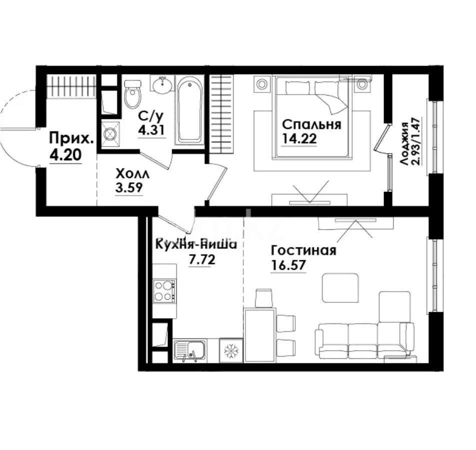 Продажа 2-комнатной квартиры, 52 м² - Продажа двухкомнатных квартир в Алматы - страница 4 фото 1 из 1