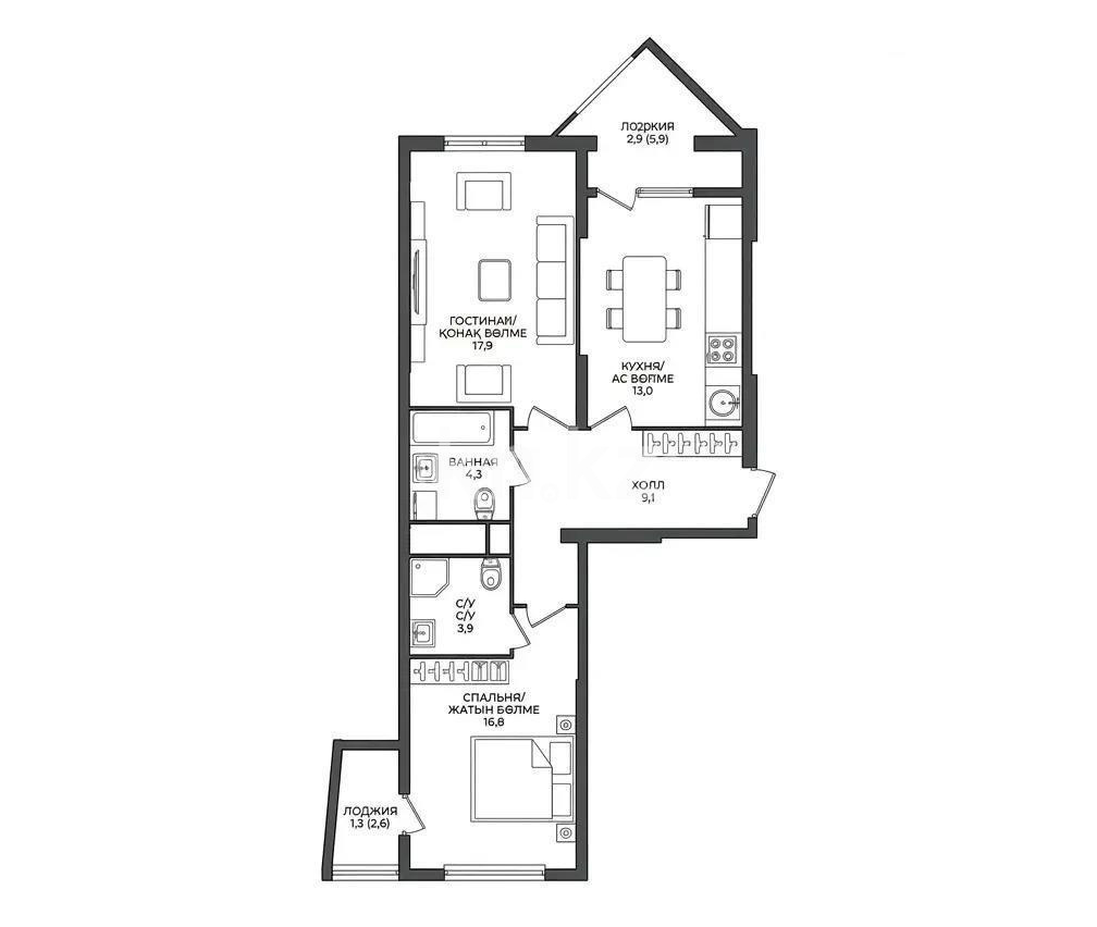 Продажа 2-комнатной квартиры, 70 м² - Продажа двухкомнатных квартир от собственников в Алматы - страница 3 фото 1 из 1