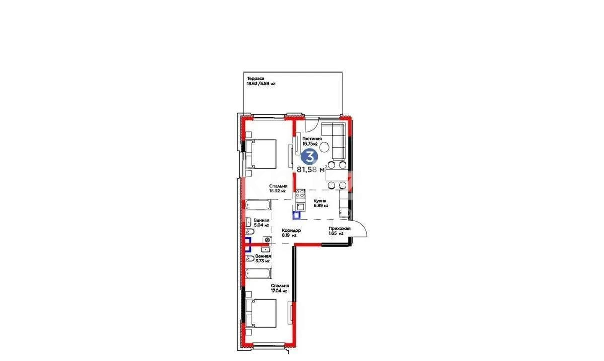 Продажа 3-комнатной квартиры, 81.58 м² в Алматы