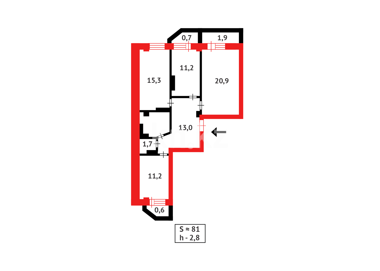 Продажа 3-комнатной квартиры, 81.3 м² в Астане - фото 11