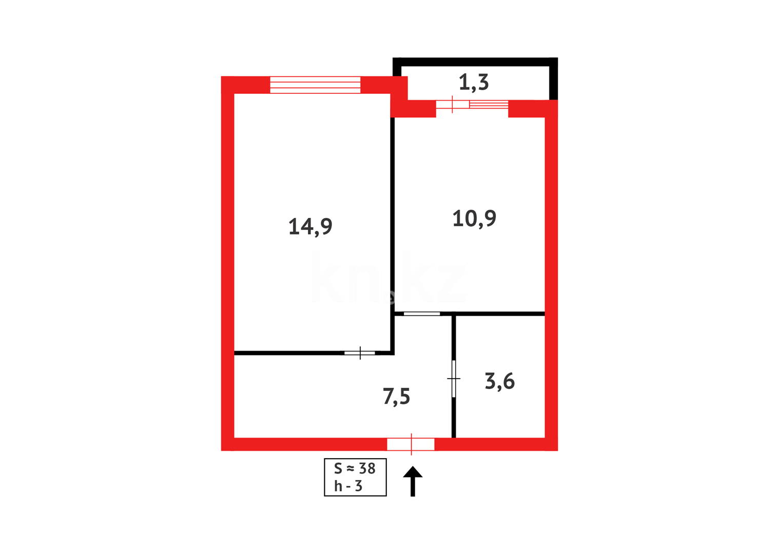 Продажа 1-комнатной квартиры, 38 м², 067 учетный квартал - Продажа  однокомнатных квартир в Караганде фото 9 из 9