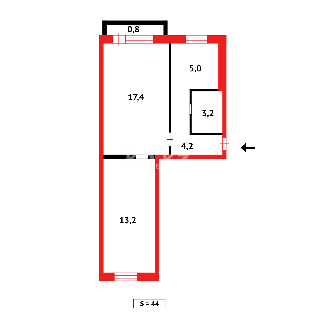 Продажа 2-комнатной квартиры, 45 м² - Продажа двухкомнатных квартир в Темиртау - страница 3 фото 10 из 10