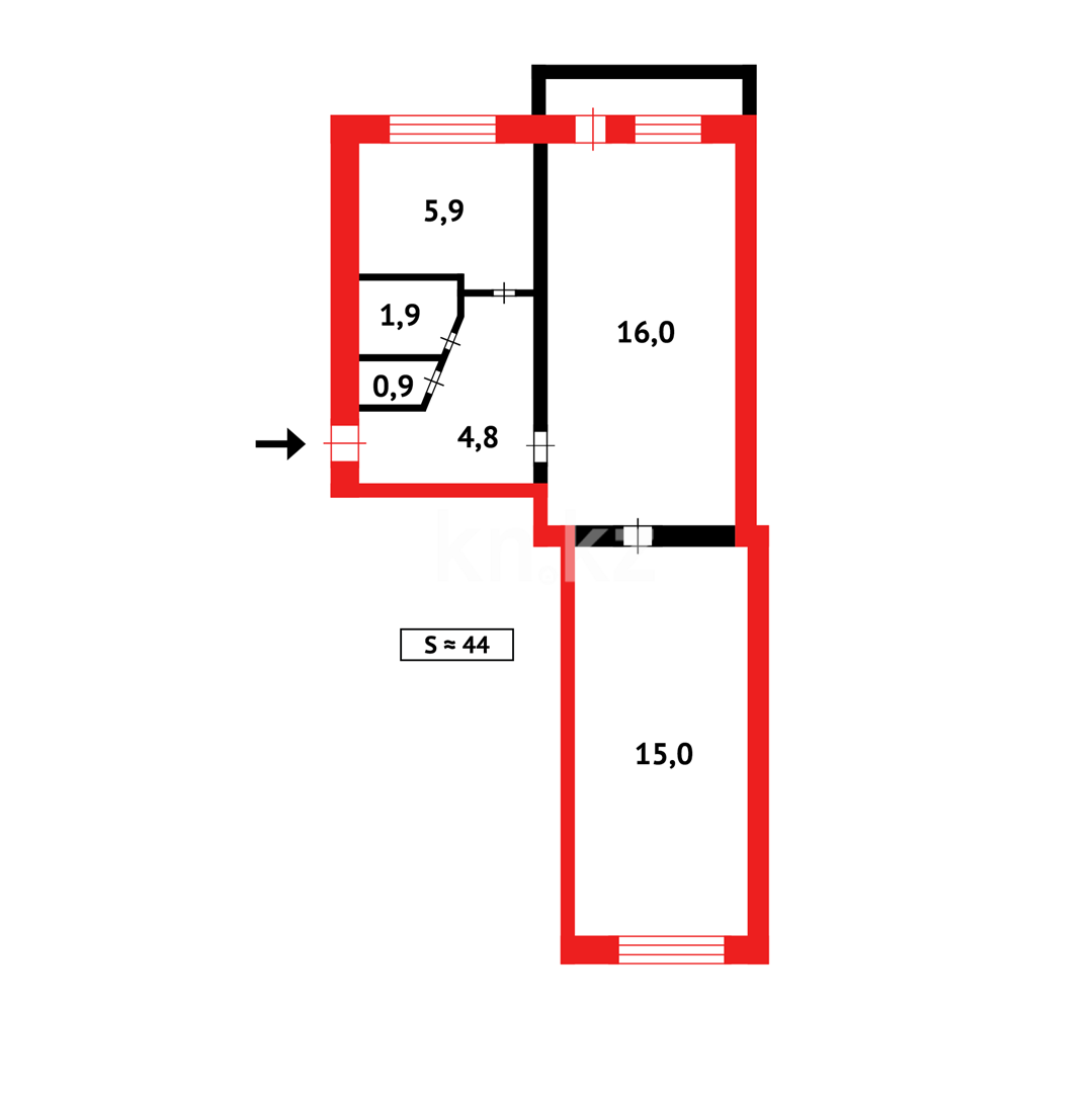 Продажа 2-комнатной квартиры, 44 м² - Продажа квартир в Караганде в Майкудуке - страница 4 фото 15 из 15