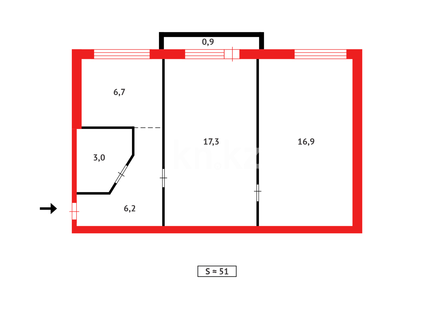 Продажа 2-комнатной квартиры, 52 м², мкр-н 15 в Караганде - фото 11