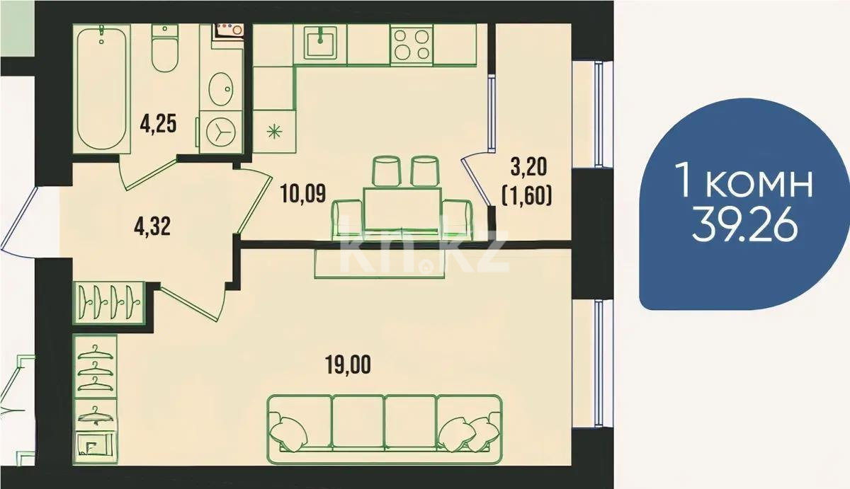 Продажа 1-комнатной квартиры, 40 м², ул. Серкебаева, дом  49 в Астане