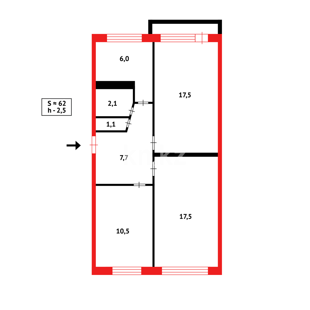 Продажа 3-комнатной квартиры, 62 м², мкр-н 13 в Караганде - фото 16