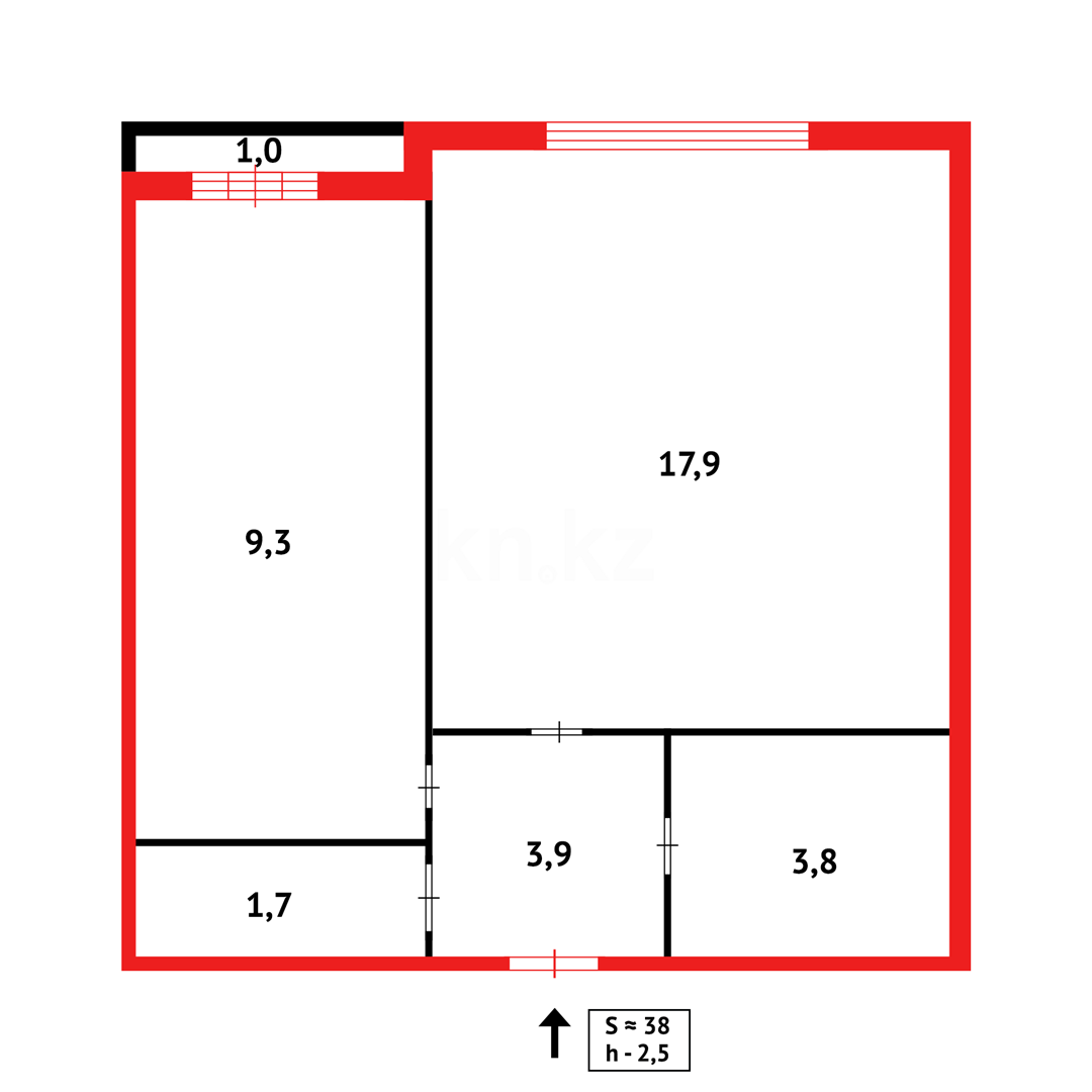 Продажа 1-комнатной квартиры, 37 м², ул. Затаевича (Зональная) - Продажа квартир в Караганде фото 9 из 9