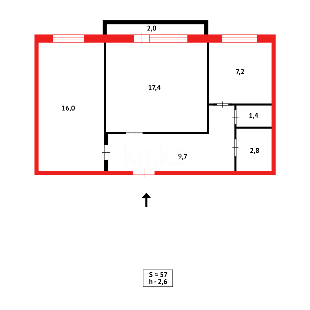 Продажа 2-комнатной квартиры, 56 м² - Продажа недвижимости в Казахстане - страница 21 фото 1 из 1