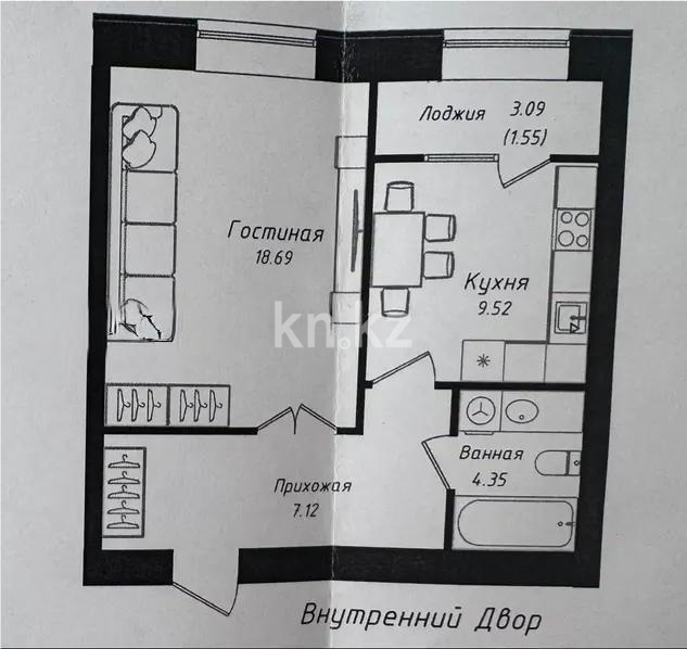 Продажа 1-комнатной квартиры, 41.23 м² - Продажа однокомнатных квартир от собственников в Астане - страница 3 фото 1 из 1