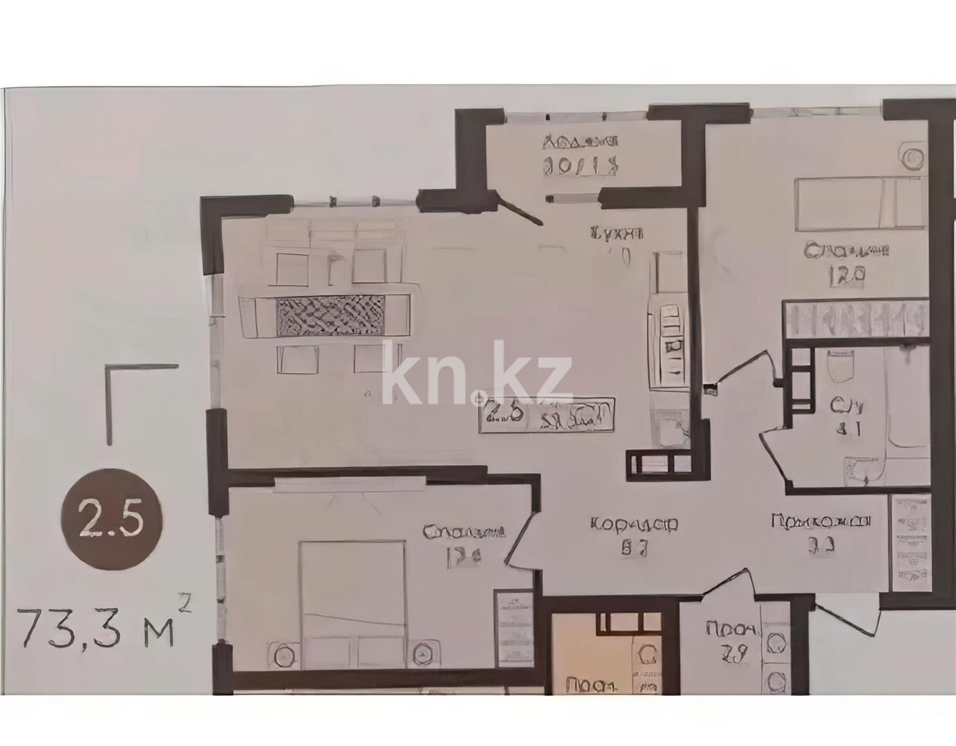 Продажа 3-комнатной квартиры, 73.3 м² в Астане