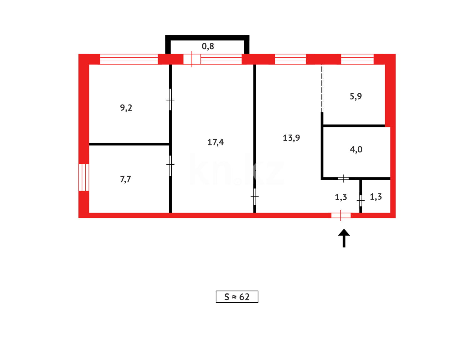 Продажа 4-комнатной квартиры, 61 м², ул. Сейфуллина в Темиртау - фото 14
