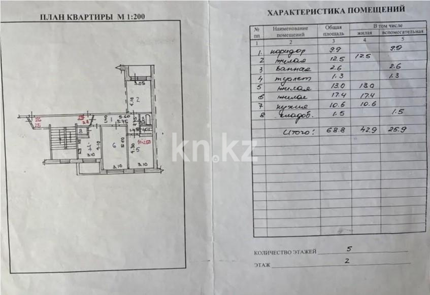 Продажа 3-комнатной квартиры, 68 м² в Темиртау - фото 3
