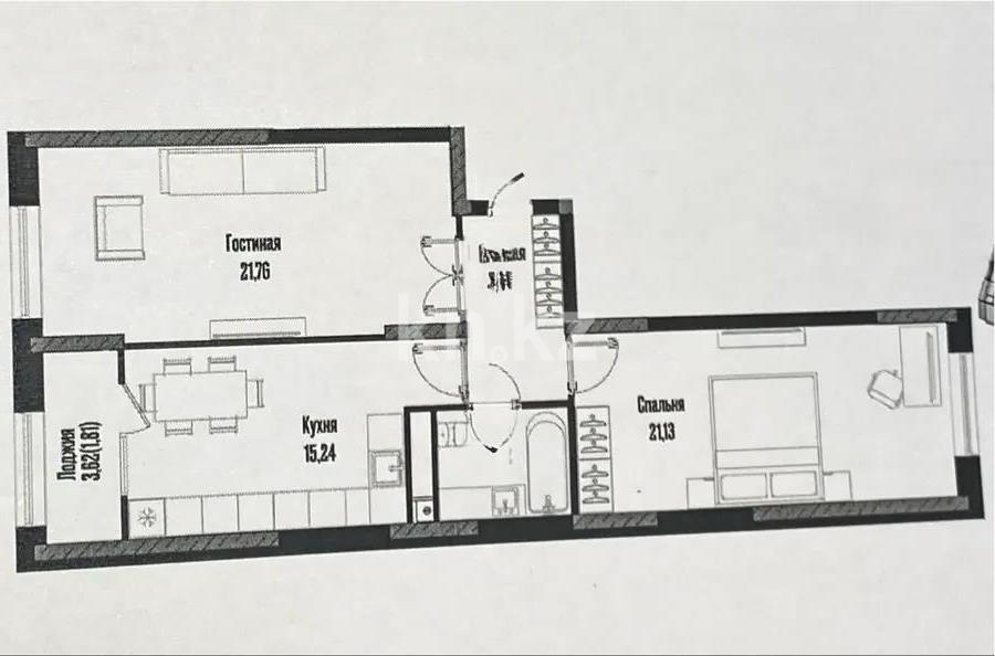 Продажа 2-комнатной квартиры, 69.59 м², ул. Бухар жырау, дом  12/2 - Продажа  двухкомнатных квартир в Астане без посредников с фото фото 1 из 1
