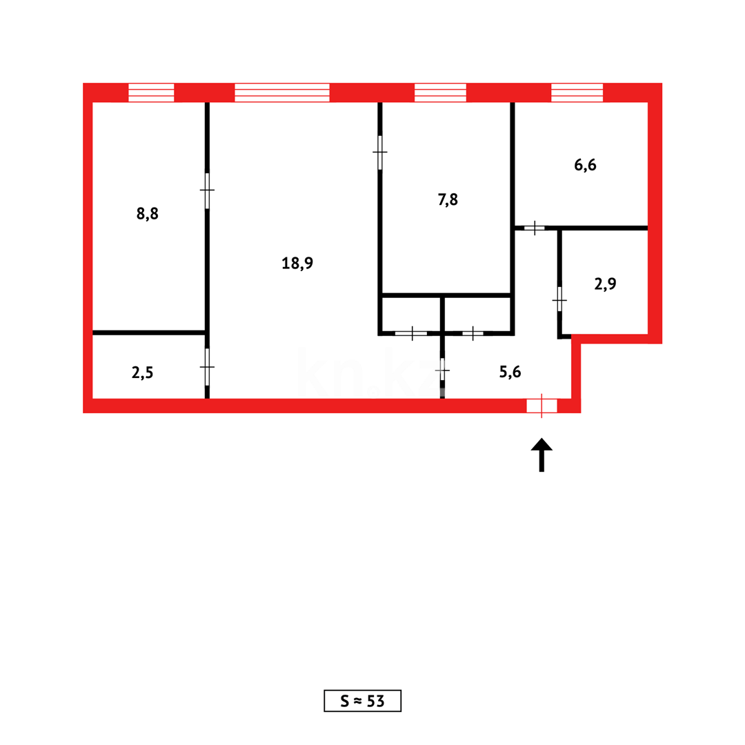 Продажа 3-комнатной квартиры, 53 м², мкр-н 6-й в Темиртау - фото 14