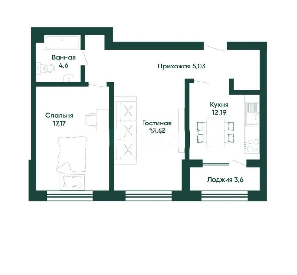 Продажа 2-комнатной квартиры, 67 м², ул. А-191, дом  4 в Астане