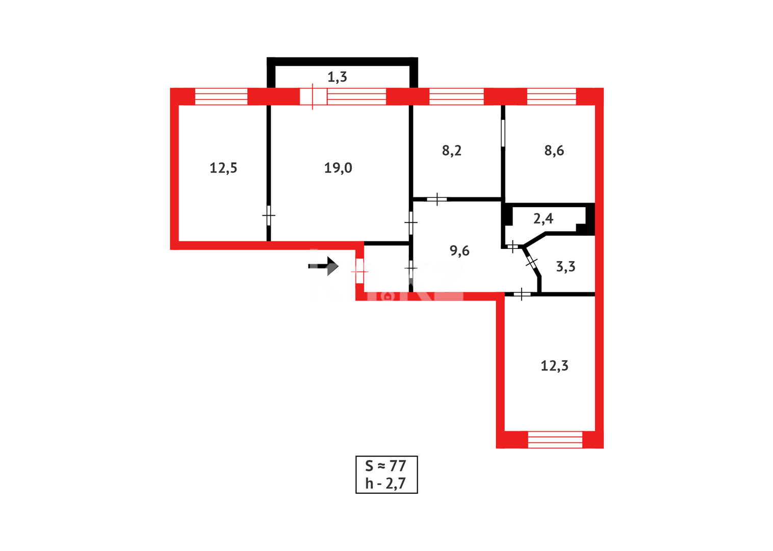 Продажа 4-комнатной квартиры, 77 м² в Караганде - фото 25