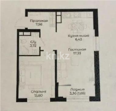 Продажа 2-комнатной квартиры, 50.49 м² в Алматы