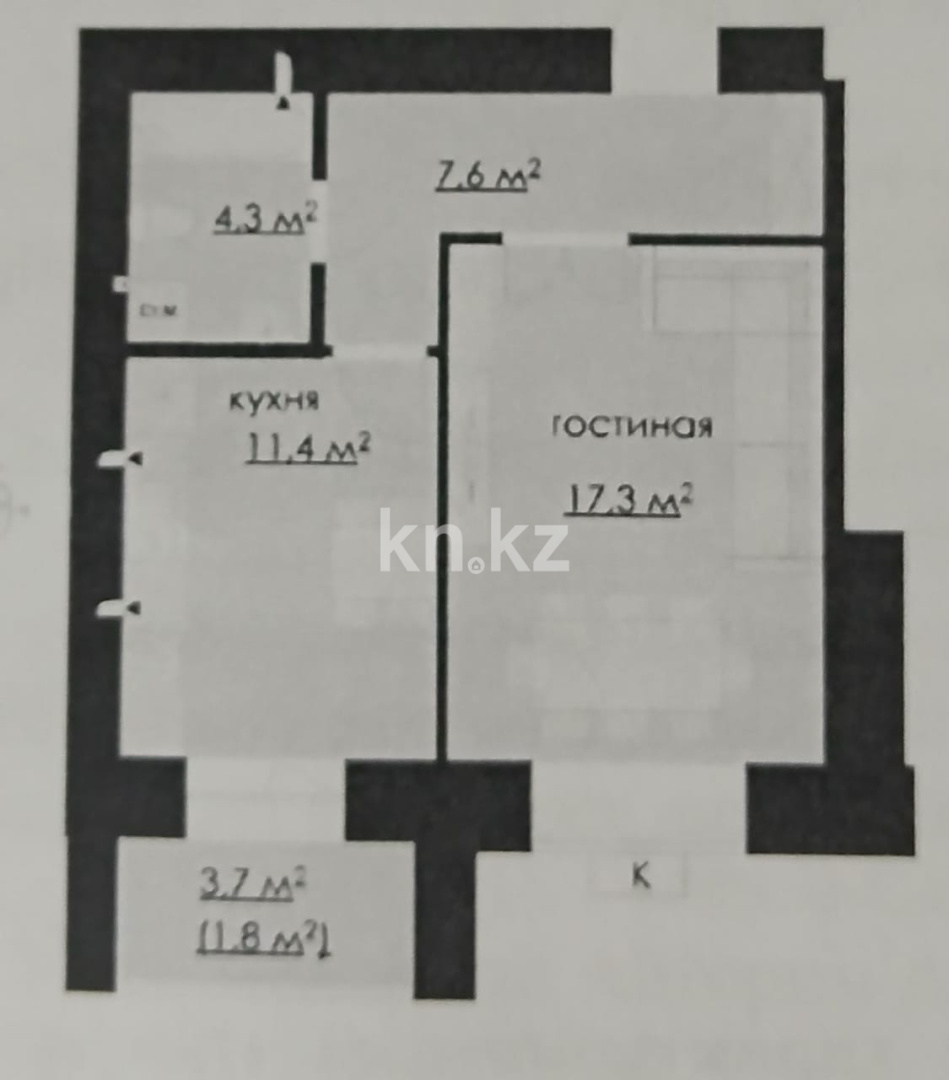 Продажа 1-комнатной квартиры, 44.2 м², ул. Карбышева, дом  4/2 в Караганде