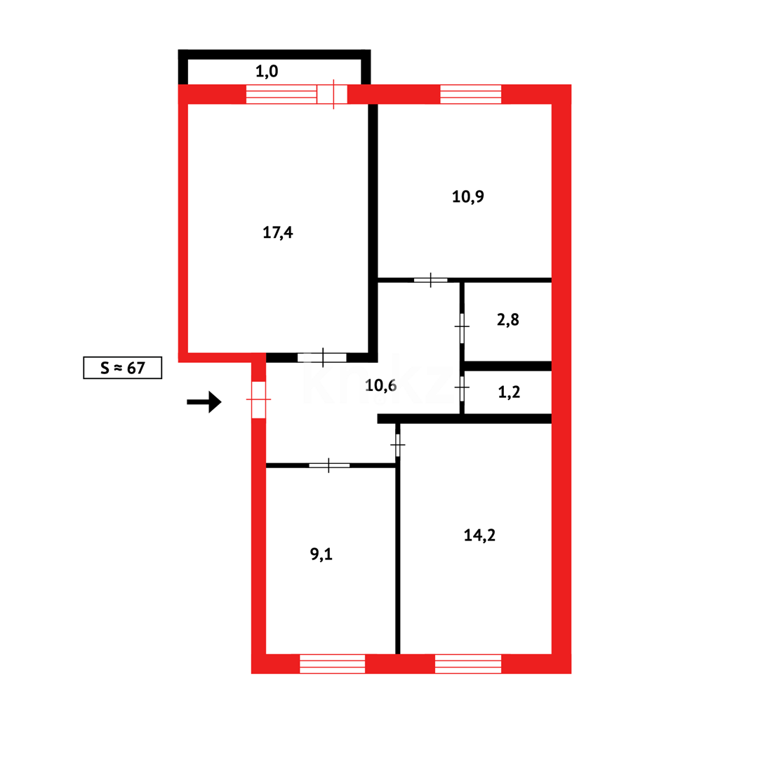 Продажа 3-комнатной квартиры, 67 м² в Темиртау - фото 14