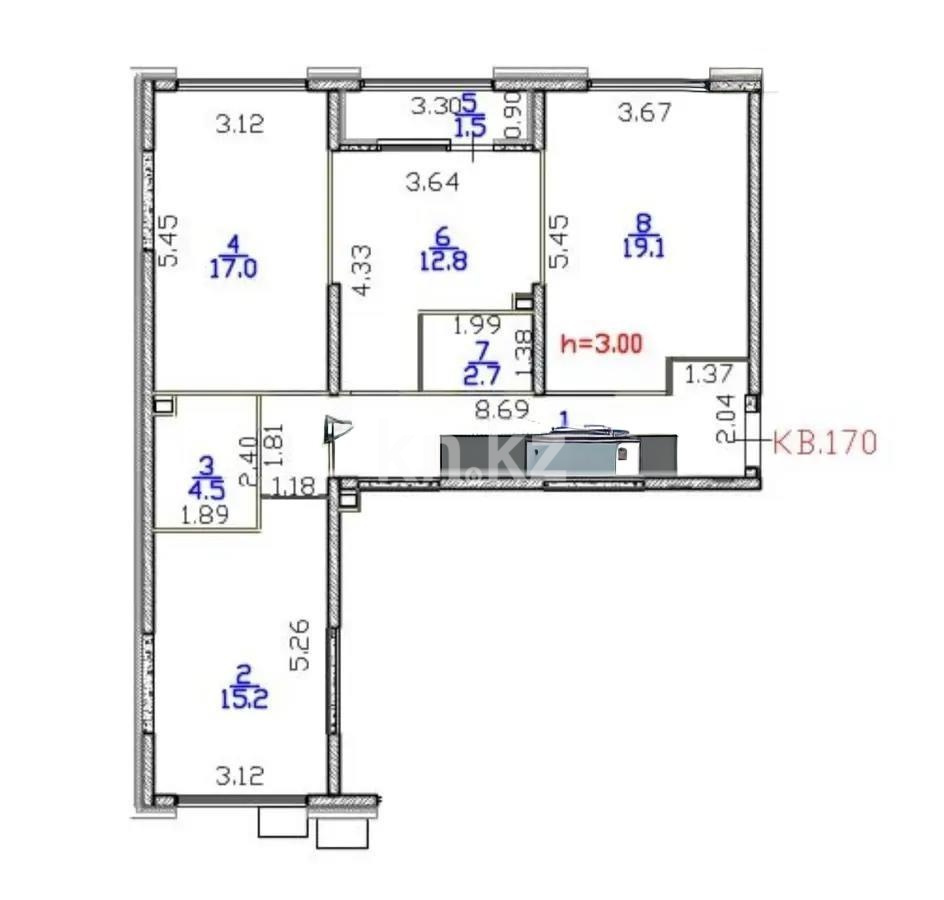 Продажа 3-комнатной квартиры, 86.7 м² в Алматы