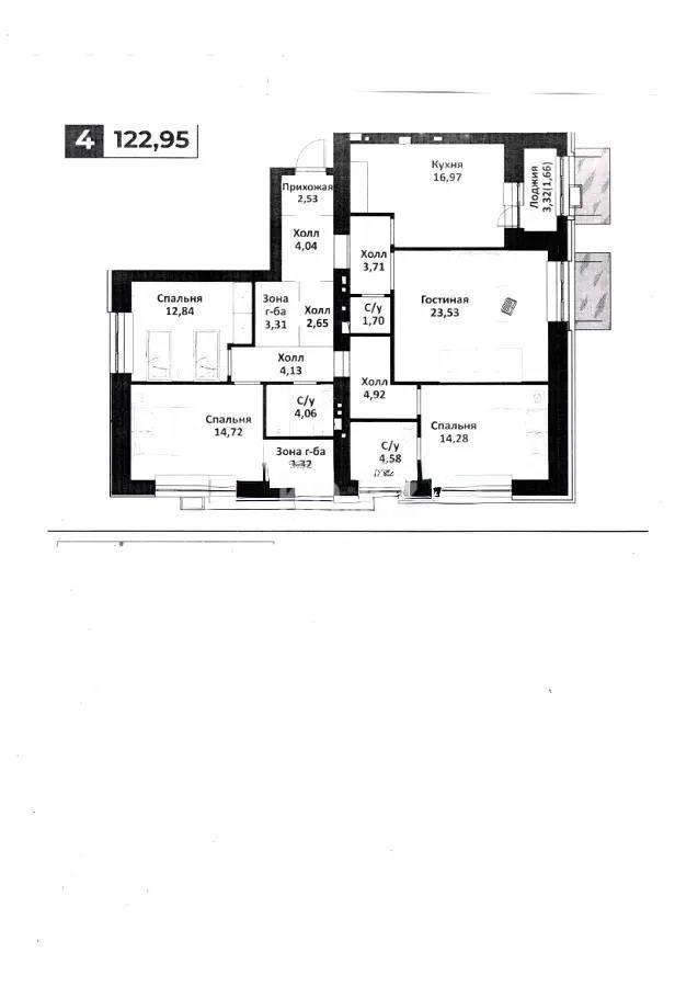 Продажа 4-комнатной квартиры, 122.95 м², ул. Калдаякова, дом  14 стр - Продажа  четырехкомнатных квартир в новостройках Астаны без посредников фото 1 из 1