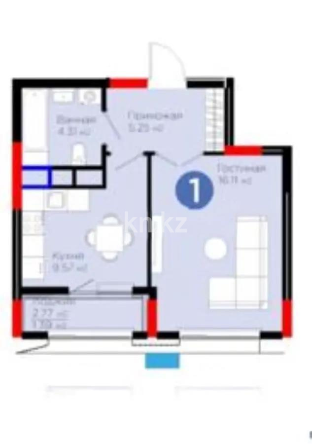 Продажа 1-комнатной квартиры, 37 м², ул. Рыскулова, дом  18/1 в Астане