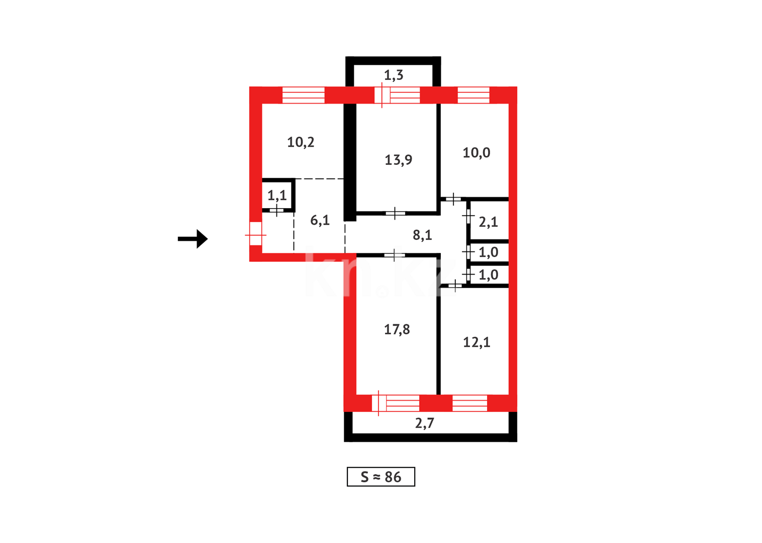 Продажа 4-комнатной квартиры, 86 м², ул. Методическая - Продажа квартир в Караганде фото 19 из 19