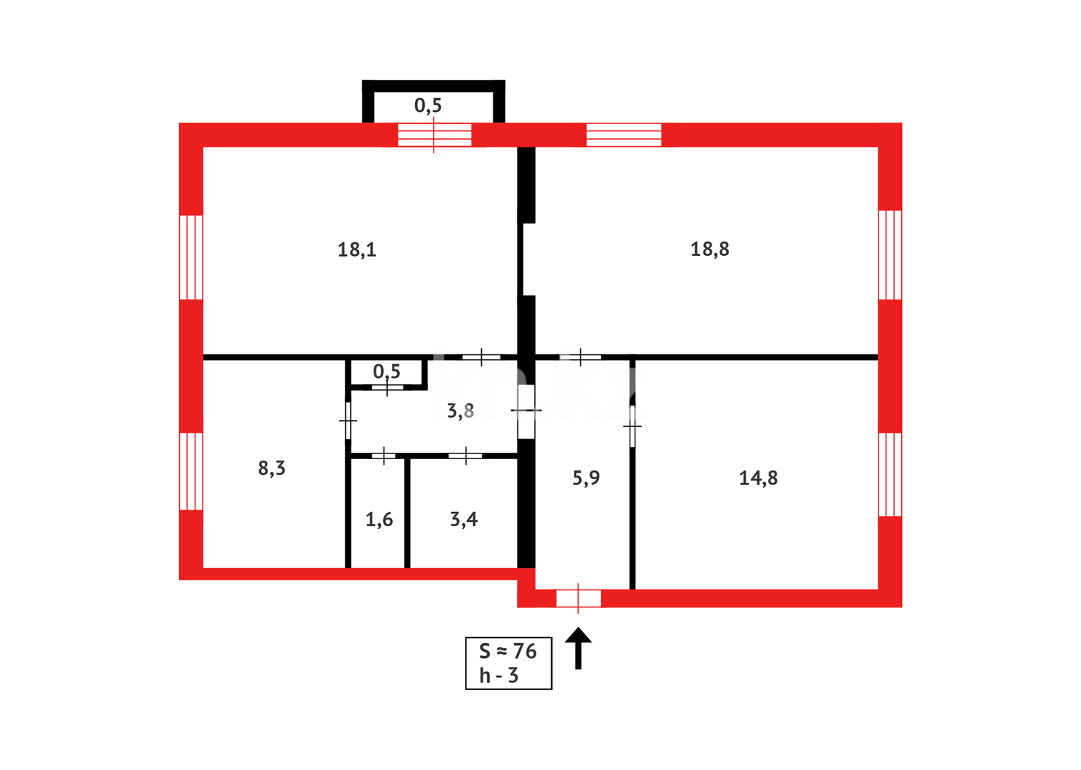 Продажа 3-комнатной квартиры, 75 м², пр. Республики - Продажа квартир в Темиртау фото 11 из 11
