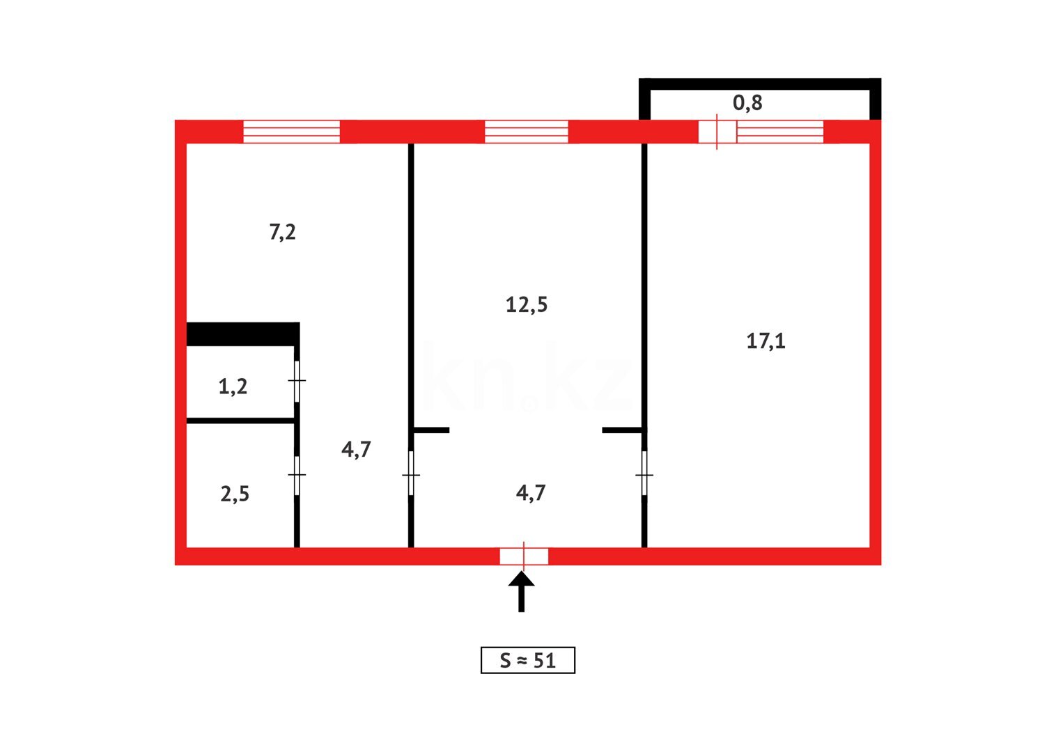 Продажа 2-комнатной квартиры, 50 м² в Темиртау - фото 11