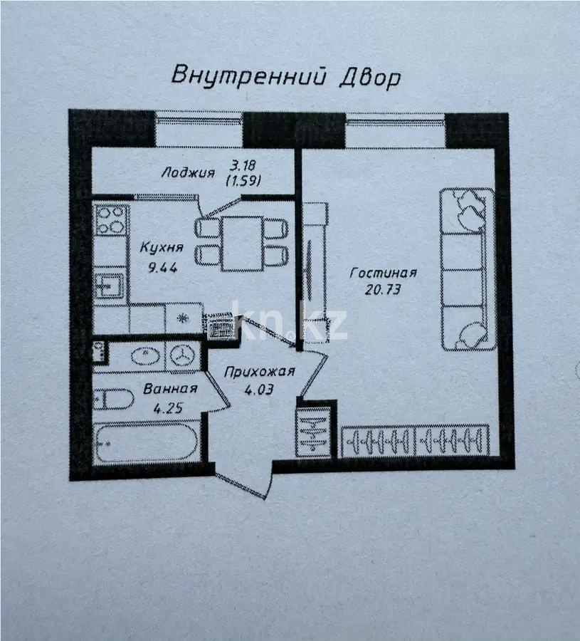 Продажа 1-комнатной квартиры, 40 м² в Астане