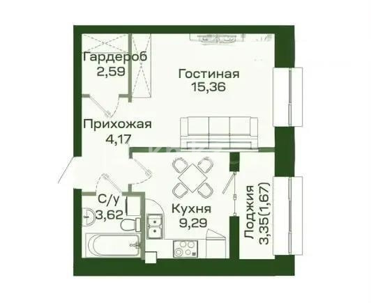 Продажа 1-комнатной квартиры, 37 м² - Продажа однокомнатных квартир в р-не Нура Астаны - страница 3 фото 1 из 1