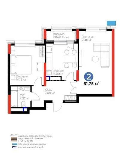 Продажа 2-комнатной квартиры, 62 м² в Астане