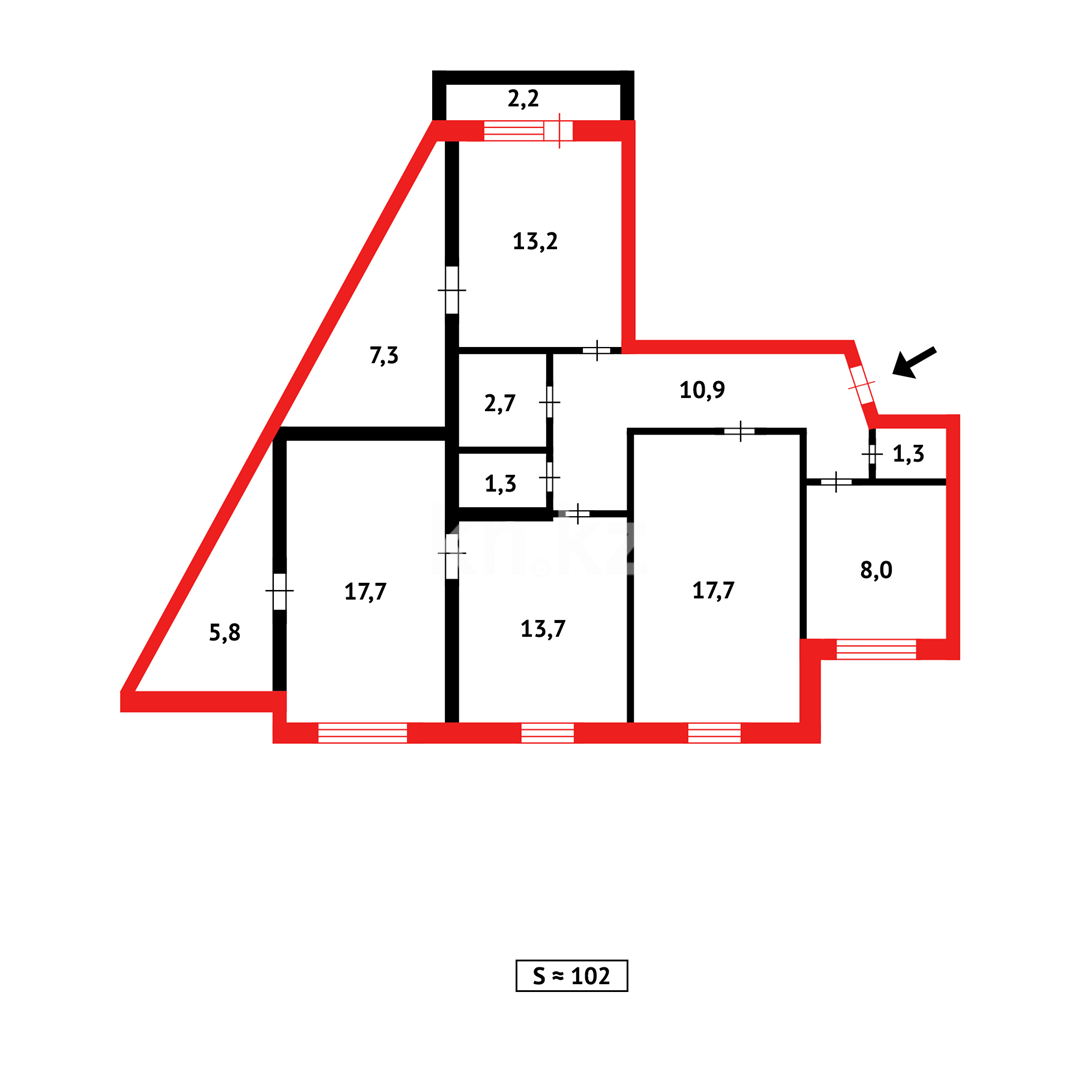 Продажа 4-комнатной квартиры, 102 м², мкр. 8-й мкр. в Темиртау - фото 26