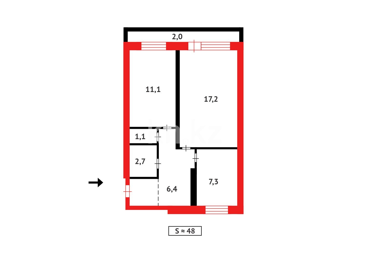 Продажа 2-комнатной квартиры, 47 м² в Караганде - фото 17