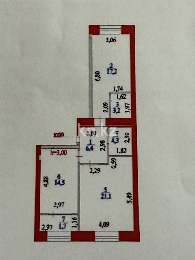 Продажа 2-комнатной квартиры, 68.4 м² в Астане