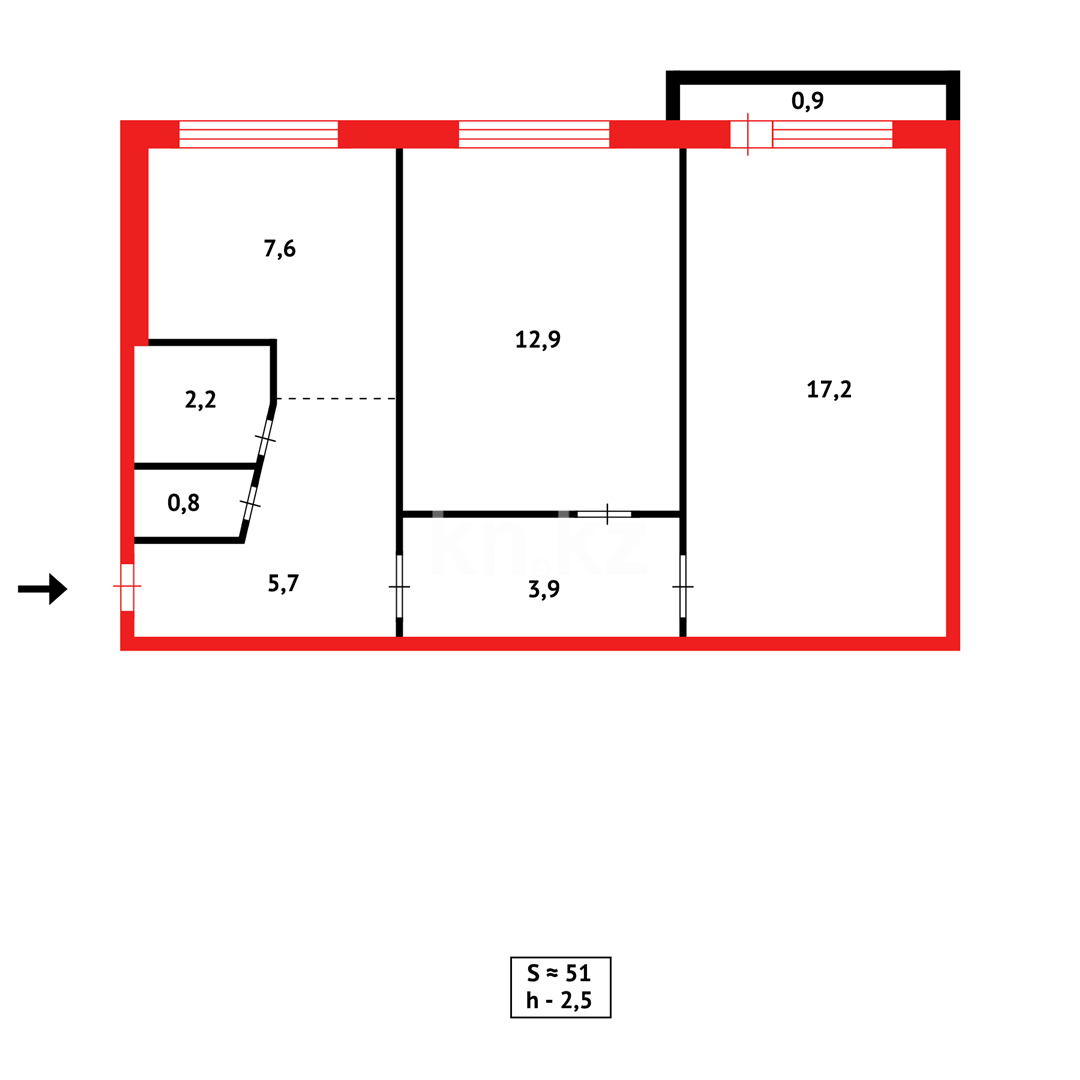 Продажа 2-комнатной квартиры, 52 м² в Караганде - фото 11