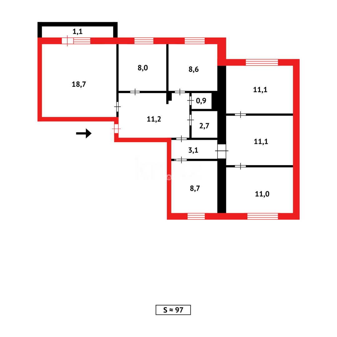 Продажа 4-комнатной квартиры, 87 м², пр. Республики - Продажа квартир в Казахстане фото 8 из 8