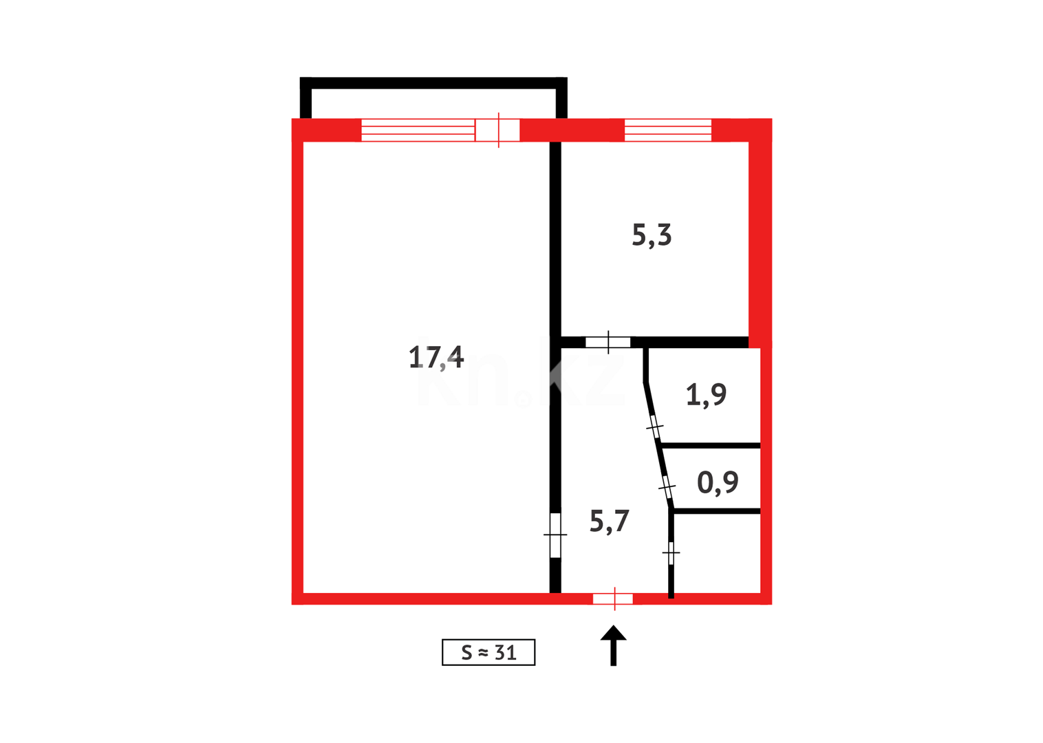 Продажа 1-комнатной квартиры, 31 м² в Темиртау - фото 9