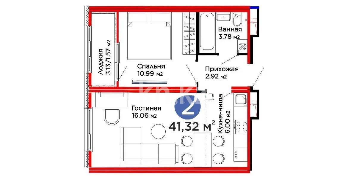 Продажа 2-комнатной квартиры, 41.32 м² - Продажа квартир в Астане - страница 7 фото 4 из 4