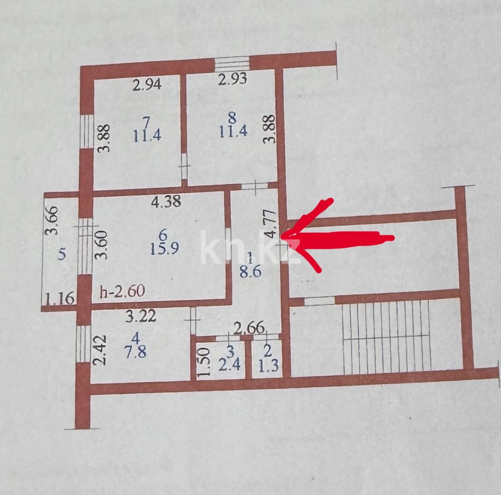 Продажа 3-комнатной квартиры, 60.9 м² - Продажа квартир в Семее фото 15 из 15