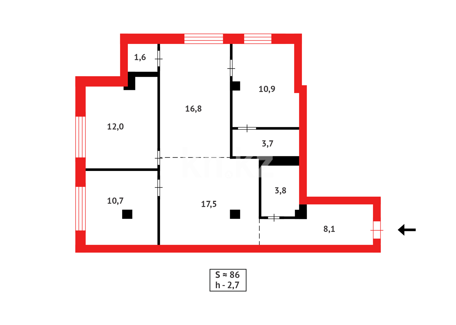 Продажа 4-комнатной квартиры, 86 м², ул. Маймекен - Продажа  четырехкомнатных квартир в новостройках Астаны фото 15 из 15