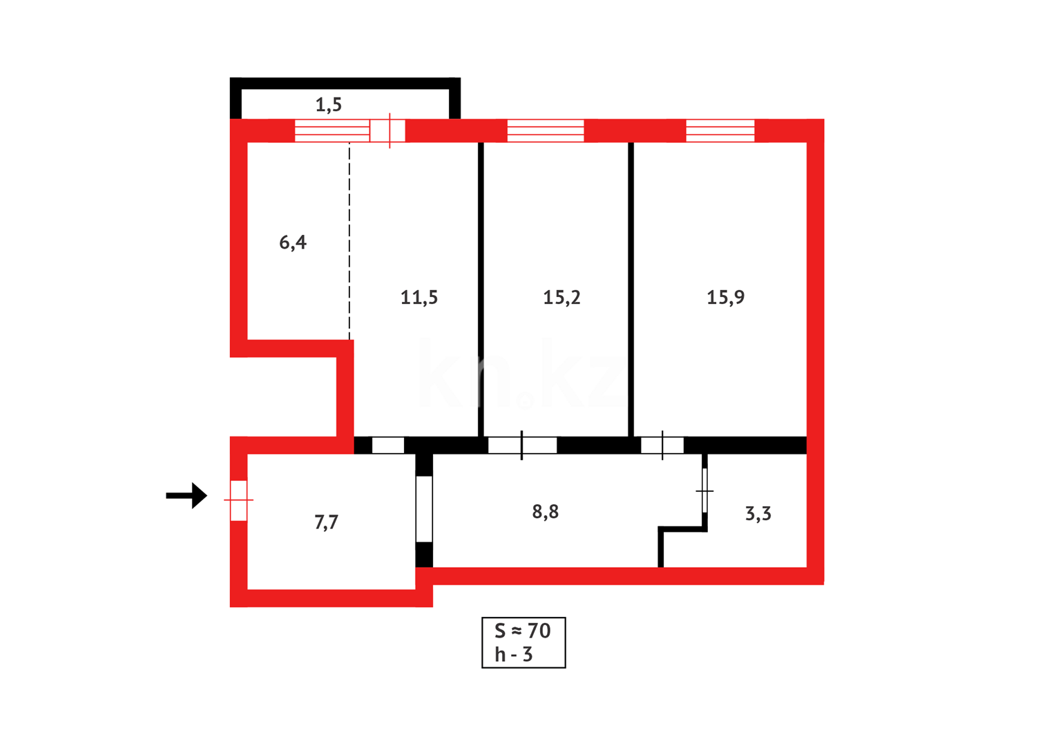 Продажа 3-комнатной квартиры, 70 м² - Продажа трехкомнатных квартир в Михайловке Караганды фото 15 из 15