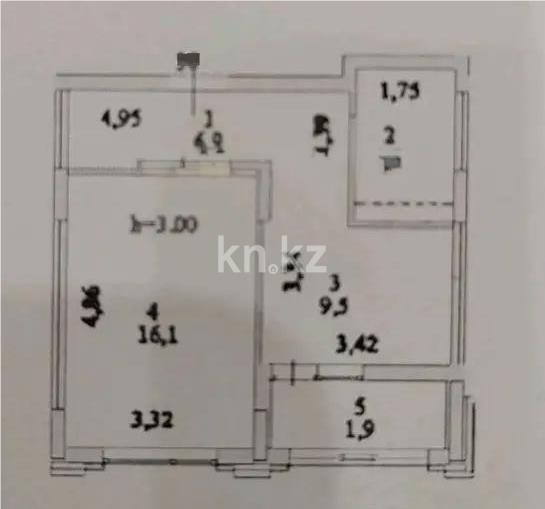 Продажа 1-комнатной квартиры, 38.4 м², ул. Казыбек би, дом  41/1 в Астане