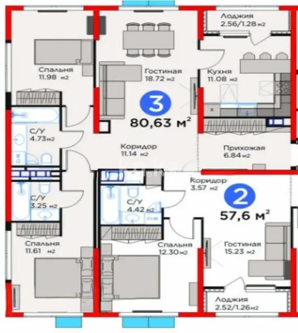 Продажа 3-комнатной квартиры, 80.6 м² - Продажа трехкомнатных квартир в Алматы - страница 26 фото 1 из 1